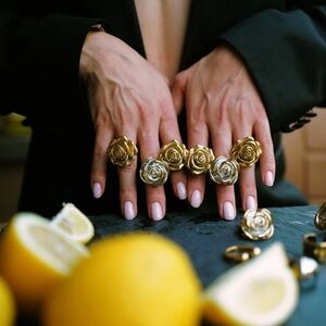 New Gold Plated Ring Flower Boho Statement Flower